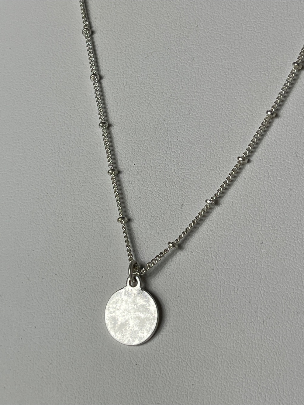 Sterling Silver Disc Pendant Necklace - Polished Silver